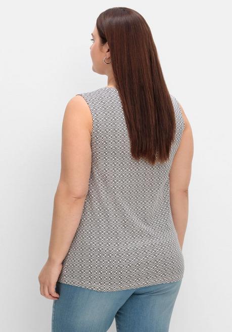 Sheego Jerseytop Mit Graphischem Minimalprint - Schwarz Gemustert Sheego