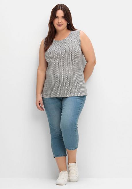 Sheego Jerseytop Mit Graphischem Minimalprint - Schwarz Gemustert Sheego