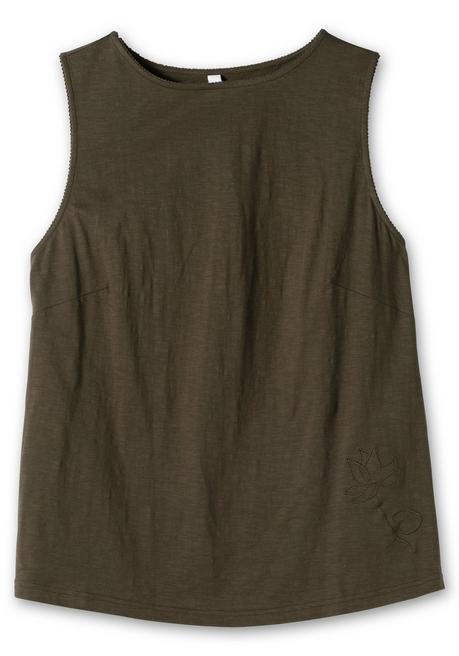 Sheego Jerseytop Mit Spitzenkante Am Träger - Dunkeloliv Sheego