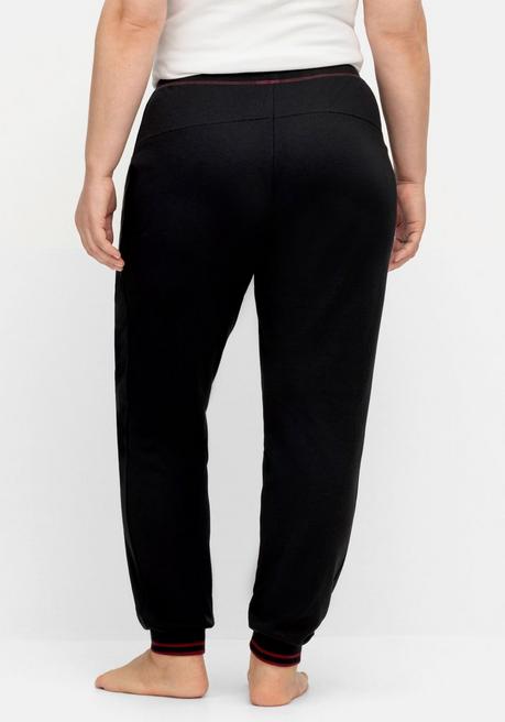 Sheego Jogginghose Mit Bindeband Und Kontrastdetails - Schwarz Sheego