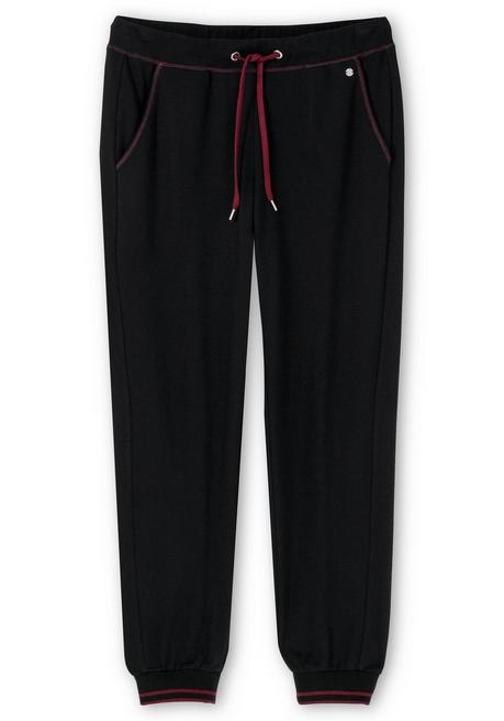 Sheego Jogginghose Mit Bindeband Und Kontrastdetails - Schwarz Sheego