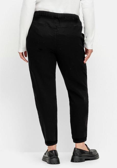 Sheego Joggpants Aus Sweat-Denim, Mit Zierreißverschluss - Black Denim Sheego