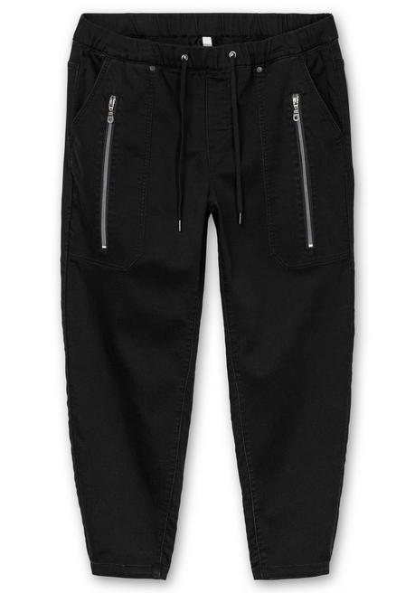 Sheego Joggpants Aus Sweat-Denim, Mit Zierreißverschluss - Black Denim Sheego