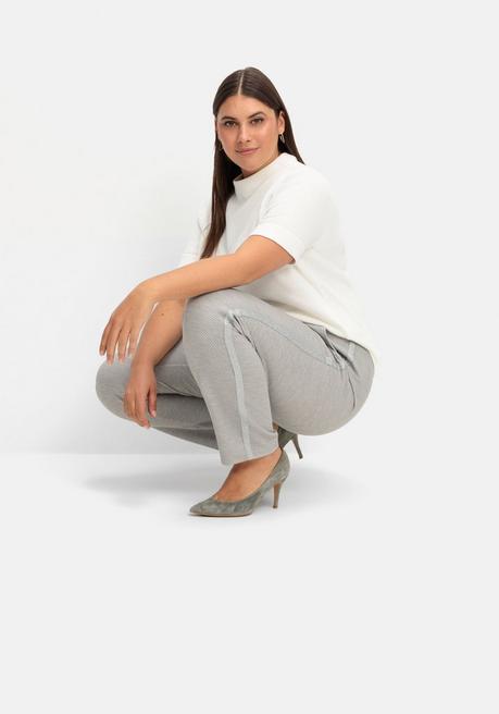 Sheego Joggpants In Struktur-Optik, Mit Galonstreifen - Steingrau Sheego