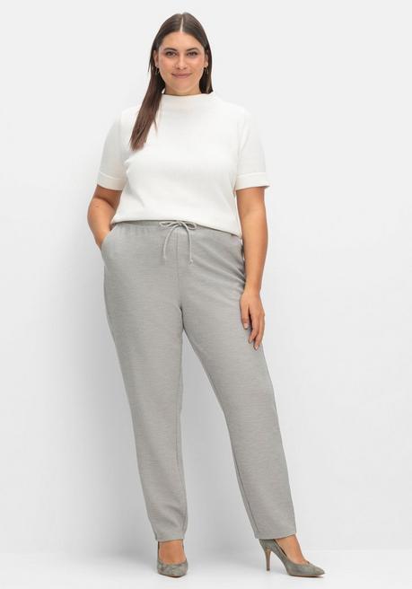 sheego Joggpants in Struktur-Optik, mit Galonstreifen - steingrau sheego