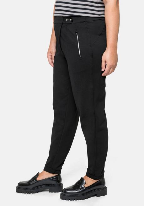 Sheego Joggpants Mit Gummibund Und Druckknöpfen - Schwarz Sheego