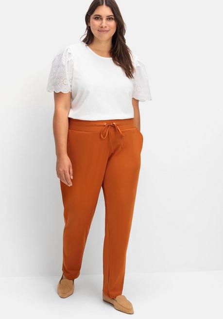 Sheego Joggpants Mit Rundum-Dehnbund Und Bindeband - Cognac Sheego