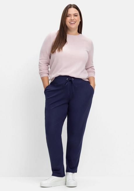sheego Joggpants mit Rundum-Dehnbund und Bindeband - nachtblau sheego