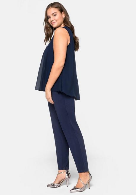 Sheego Jumpsuit Im Lagenlook Mit Chiffon-Oberteil - Marine Sheego