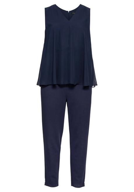 Sheego Jumpsuit Im Lagenlook Mit Chiffon-Oberteil - Marine Sheego