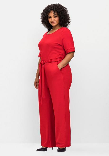 Sheego By Joe Browns Jumpsuit Mit Bindegürtel Und Weitem Bein - Rot Sheego