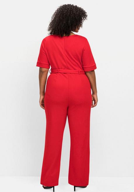 Sheego By Joe Browns Jumpsuit Mit Bindegürtel Und Weitem Bein - Rot Sheego