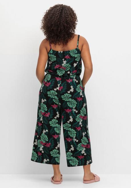 Sheego Jumpsuit Mit Spaghetti-Trägern Und Gummizug - Schwarz Gemustert Sheego