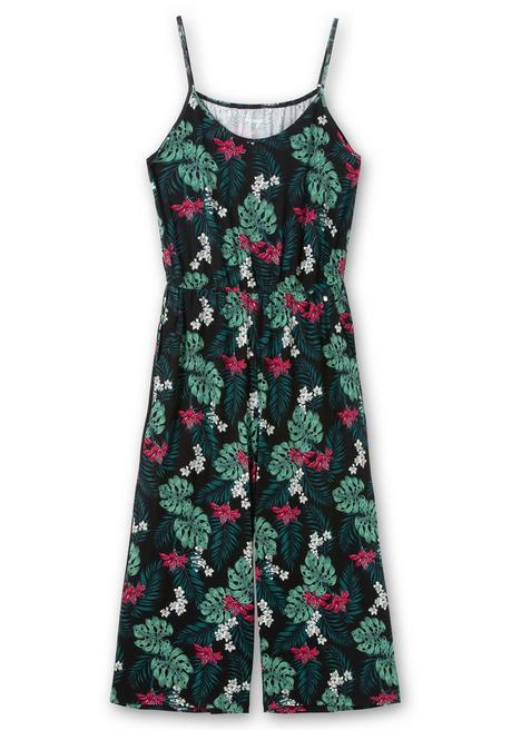 Sheego Jumpsuit Mit Spaghetti-Trägern Und Gummizug - Schwarz Gemustert Sheego