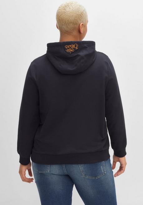 Sheego By Joe Browns Kapuzen-Sweatshirt Mit Animal-Frontdruck - Schwarz Sheego