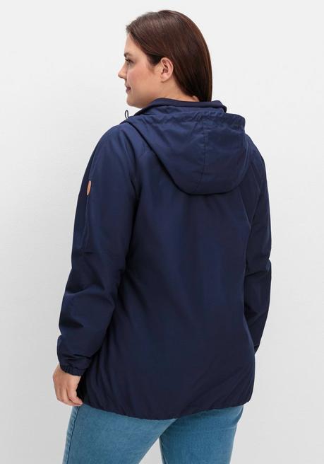 Sheego Kapuzenjacke Aus Microfaser, Mit Kontrastdetails - Marine Sheego