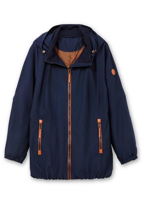 Sheego Kapuzenjacke Aus Microfaser, Mit Kontrastdetails - Marine Sheego