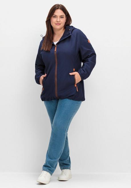 Sheego Kapuzenjacke Aus Microfaser, Mit Kontrastdetails - Marine Sheego