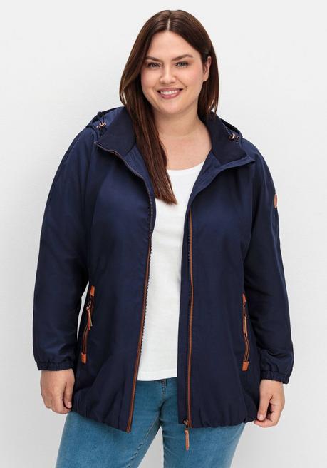 sheego Kapuzenjacke aus Microfaser, mit Kontrastdetails - marine sheego