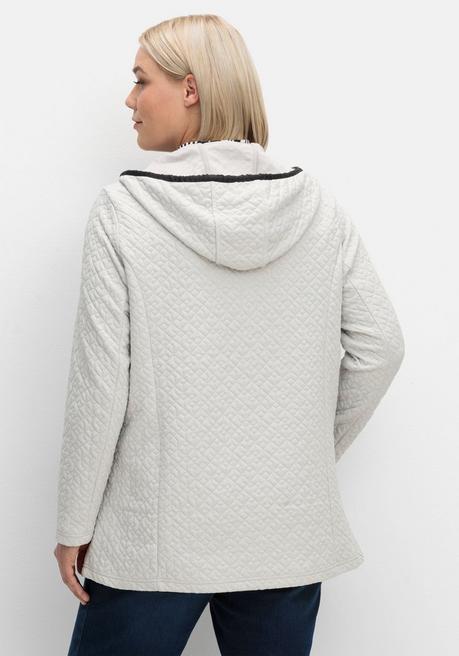 Sheego Kapuzenjacke In Gesteppter Jacquard-Qualität - Hellgrau Sheego