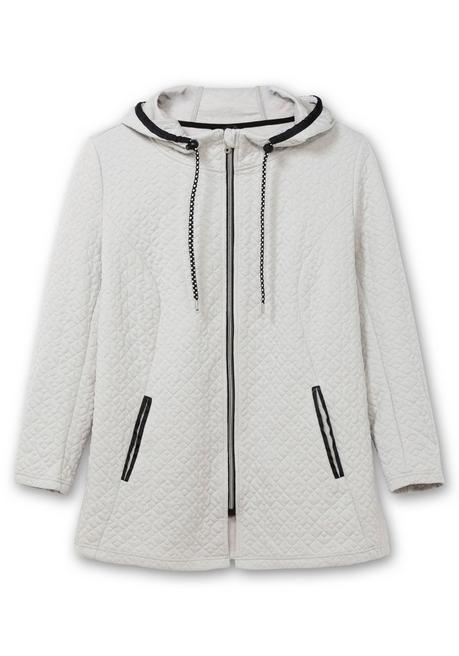Sheego Kapuzenjacke In Gesteppter Jacquard-Qualität - Hellgrau Sheego