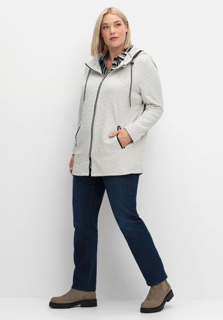 Sheego Kapuzenjacke In Gesteppter Jacquard-Qualität - Hellgrau Sheego