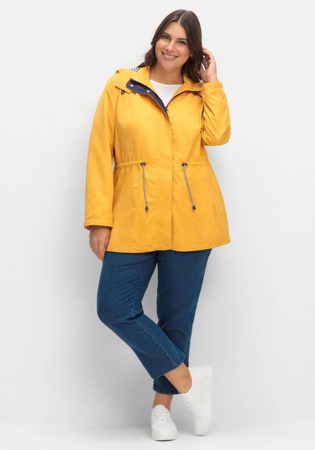 Sheego Kapuzenjacke Mit Kontrastfutter Und Taillen-Tunnelzug - Senfgelb Sheego