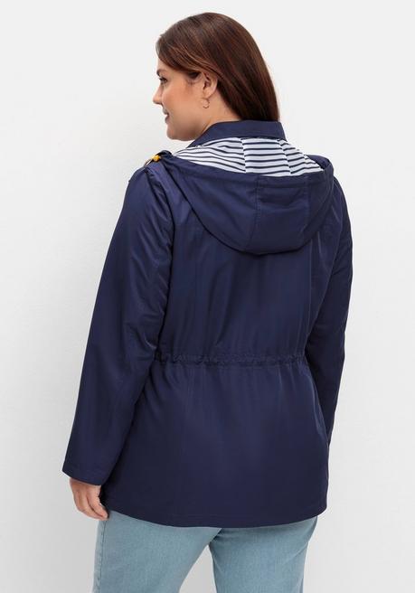 Sheego Kapuzenjacke Mit Kontrastfutter Und Taillen-Tunnelzug - Nachtblau Sheego