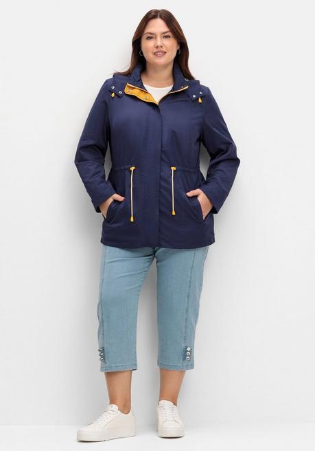 Sheego Kapuzenjacke Mit Kontrastfutter Und Taillen-Tunnelzug - Nachtblau Sheego