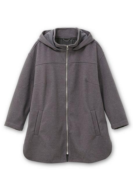 Sheego Kapuzenjacke Mit Stehkragen Und Reißverschluss - Anthrazit Sheego