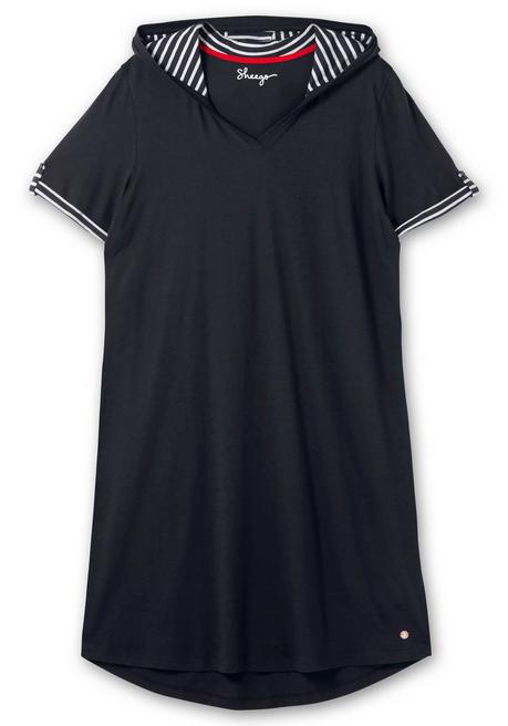 Sheego Kapuzenkleid Mit Kontrastdetails Und Längerem Rücken - Tiefblau Sheego