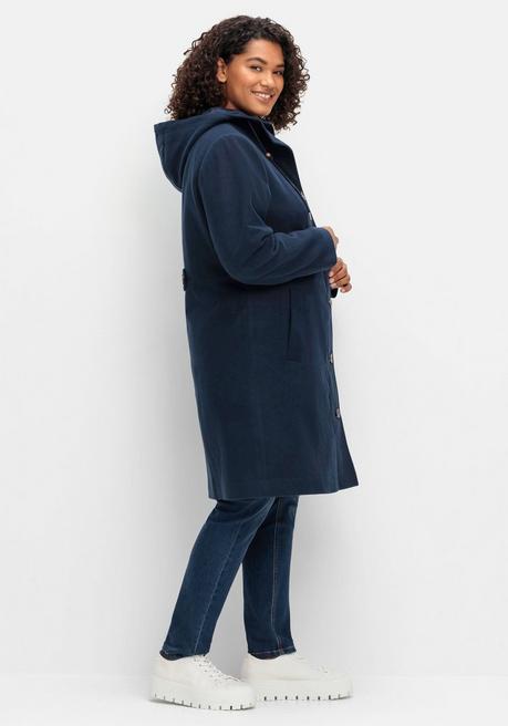 Sheego Kapuzenmantel In Leichter A-Linie, Mit Hoher Taille - Nachtblau Sheego