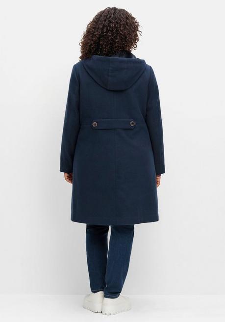 Sheego Kapuzenmantel In Leichter A-Linie, Mit Hoher Taille - Nachtblau Sheego