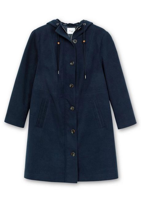 Sheego Kapuzenmantel In Leichter A-Linie, Mit Hoher Taille - Nachtblau Sheego