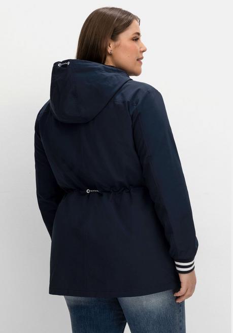 Sheego Kapuzenparka Mit Kontrastdetails Und Taillen-Tunnelzug - Nachtblau Sheego