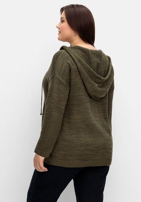 Sheego Kapuzenpullover Mit Kaschmiranteil, In Melierter Optik - Dunkeloliv Meliert Sheego