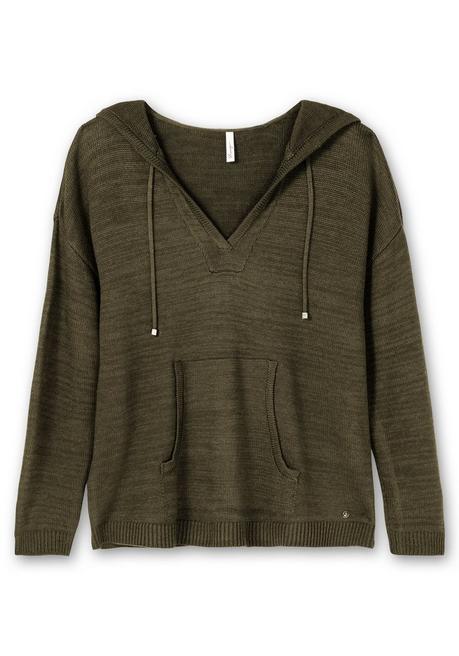 Sheego Kapuzenpullover Mit Kaschmiranteil, In Melierter Optik - Dunkeloliv Meliert Sheego