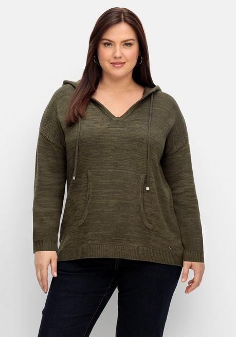 Sheego Kapuzenpullover Mit Kaschmiranteil, In Melierter Optik - Dunkeloliv Meliert Sheego