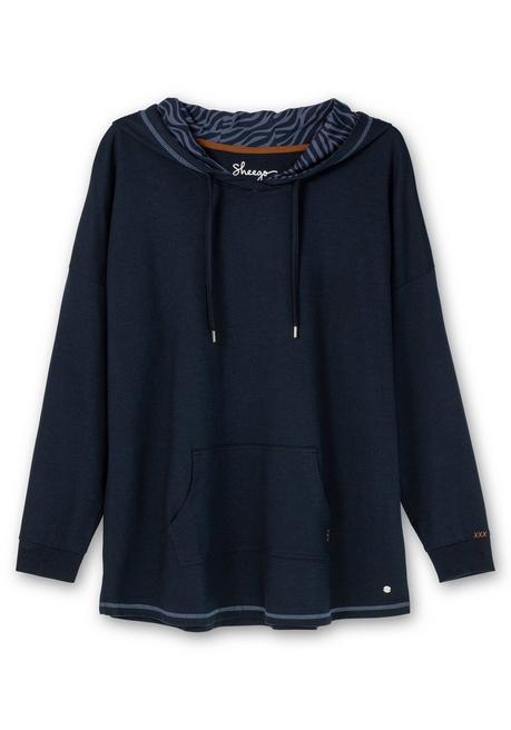 Sheego Kapuzenshirt Mit Kontrastdetails, Im Oversize-Schnitt - Nachtblau Sheego