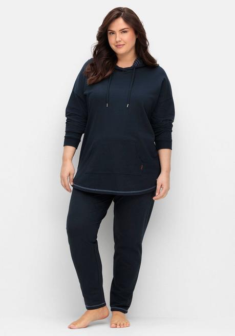 Sheego Kapuzenshirt Mit Kontrastdetails, Im Oversize-Schnitt - Nachtblau Sheego