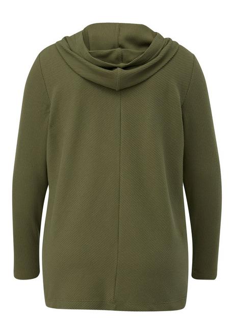 TRIANGLE Kapuzenshirt Mit Teilungsnaht, In Rippstruktur - Khaki Sheego