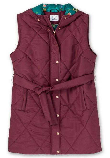 Sheego By Joe Browns Kapuzensteppweste Mit Bindegürtel - Weinrot Sheego