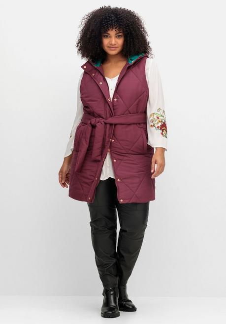 Sheego By Joe Browns Kapuzensteppweste Mit Bindegürtel - Weinrot Sheego