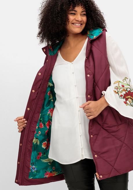 Sheego By Joe Browns Kapuzensteppweste Mit Bindegürtel - Weinrot Sheego