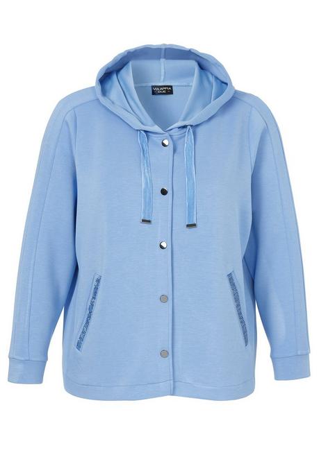 VIA APPIA DUE Kapuzensweatjacke aus Scuba, mit Strassdetails - rauchblau sheego