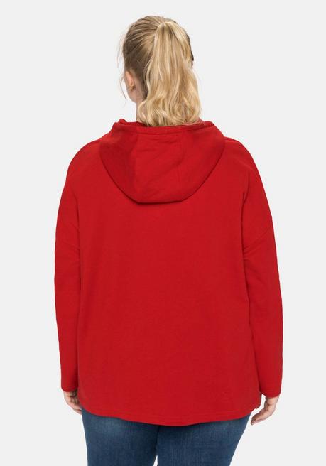 Sheego Kapuzensweatshirt Mit Frontdruck, In A-Linie - Karminrot Sheego