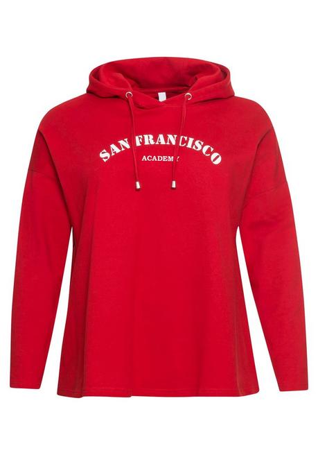 Sheego Kapuzensweatshirt Mit Frontdruck, In A-Linie - Karminrot Sheego