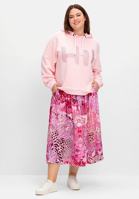 Sheego Loves Miss Goodlife Kapuzensweatshirt Mit Glitzersteinen Und Rückenprint - Rosa Bedruckt Sheego