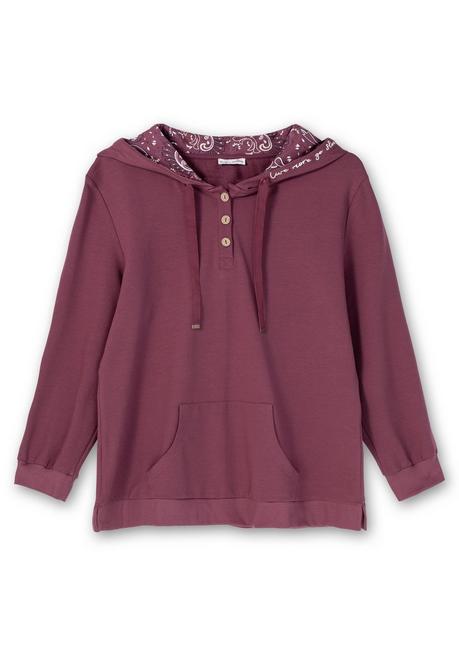 Sheego By Joe Browns Kapuzensweatshirt Mit Knopfleiste Und Kängurutaschen - Weinrot Sheego