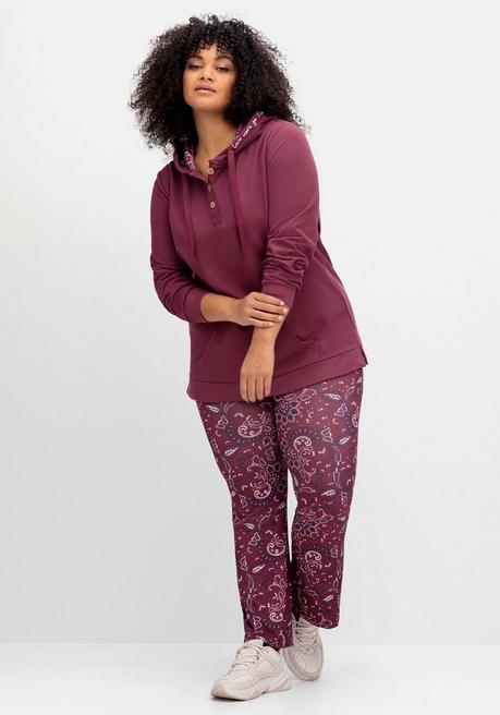 Sheego By Joe Browns Kapuzensweatshirt Mit Knopfleiste Und Kängurutaschen - Weinrot Sheego